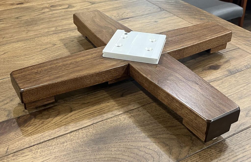 Small Boat table base in walnut.