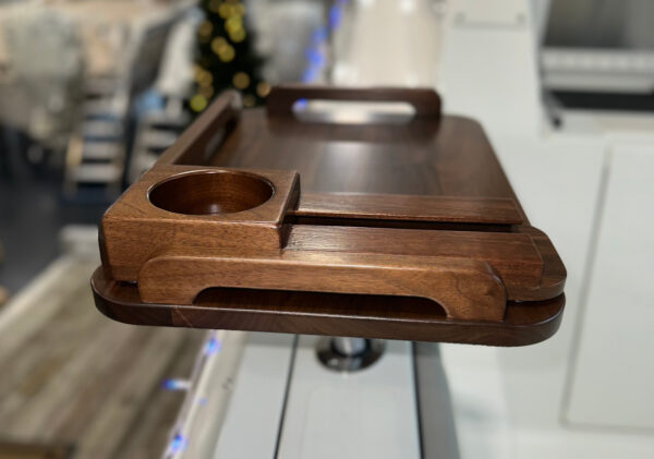 14" x 22" Gunwale Mount Boat Table with Side Rails with Quick Release Hardware in Walnut - Image 3