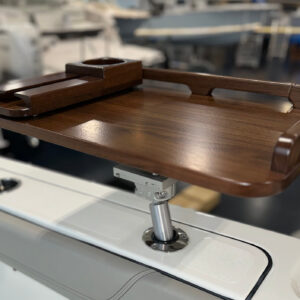 14 x 22 Walnut Gunwale Mount Table with Mini Wine Rack