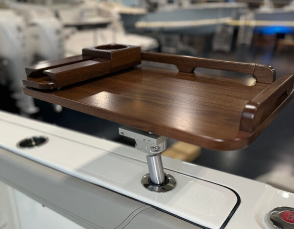 14 x 22 Walnut Gunwale Mount Table with Mini Wine Rack