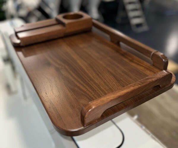 14" x 22" Gunwale Mount Boat Table with Side Rails with Quick Release Hardware in Walnut - Image 2