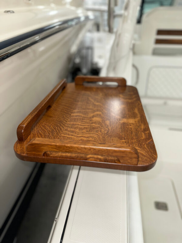 14" x 22" Gunwale Mount Boat Table with Side Rails with Quick Release Hardware in Cherry or Quartersawn White Oak - Image 3