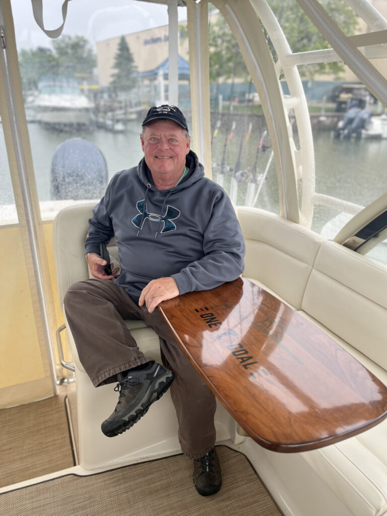 Gregory C. with his custom boat table.